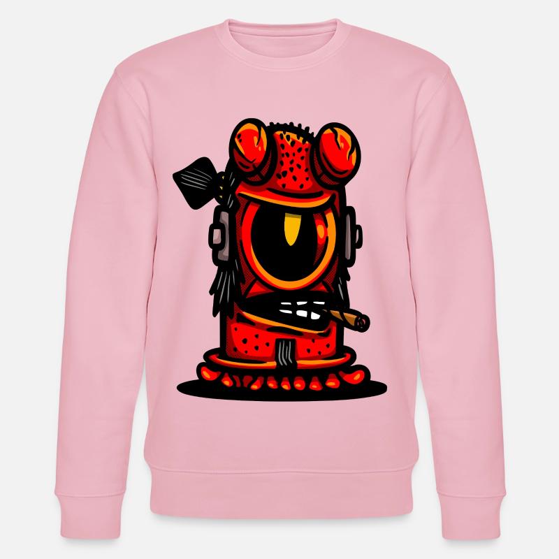 Red Devil Cigar Caricature - Stanley/Stella CHANGER Unisex Organic Sweatshirt - cotton pink