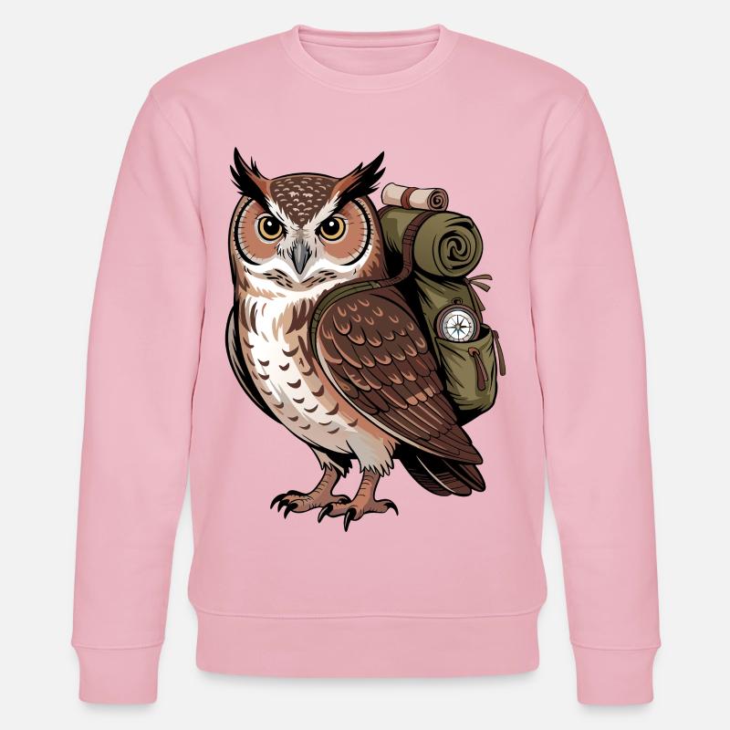 Wandernde Eule mit Rucksack - Stanley/Stella Unisex Bio-Sweatshirt CHANGER  - Hellrosa