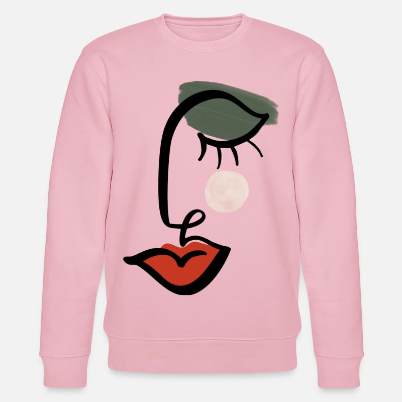 Abstraktes Gesicht einer Frau - Stanley/Stella Unisex Bio-Sweatshirt CHANGER - Hellrosa