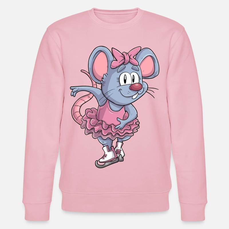 Schlittschuh Maus / Eiskunstlauf Mäuschen - Stanley/Stella Unisex Bio-Sweatshirt CHANGER  - Hellrosa