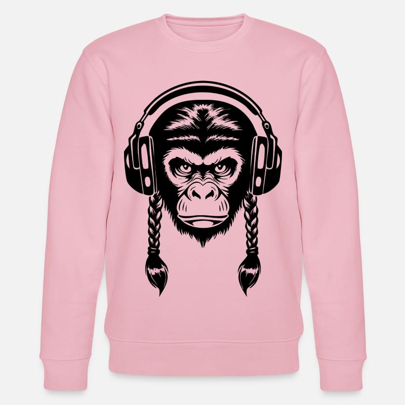 Electro Affenkopf Synth Wave Edition Shirt - Stanley/Stella Unisex Bio-Sweatshirt CHANGER  - Hellrosa