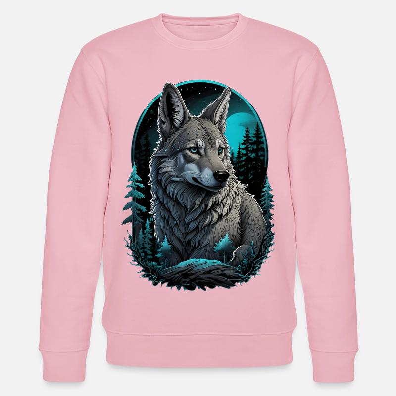 Mystischer Wolf bei Vollmond - Stanley/Stella Unisex Bio-Sweatshirt CHANGER  - Hellrosa