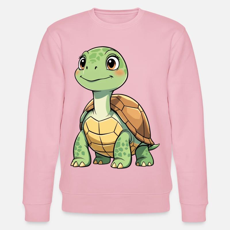 Grüne Schildkröte Cartoon Muster - Stanley/Stella Unisex Bio-Sweatshirt CHANGER  - Hellrosa