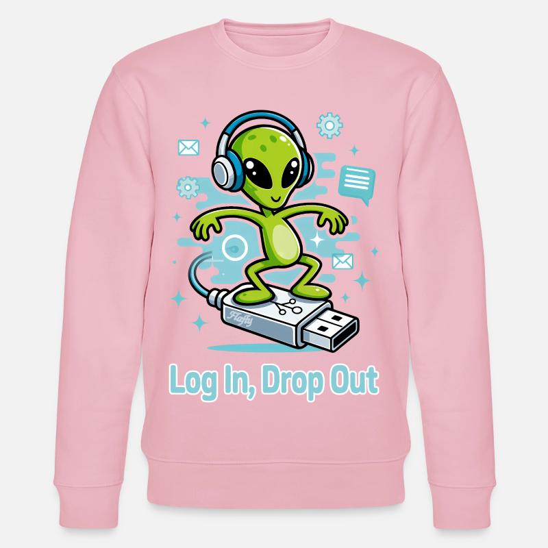 👽 Alien auf dem USB-Surf - Stanley/Stella Unisex Bio-Sweatshirt CHANGER  - Hellrosa