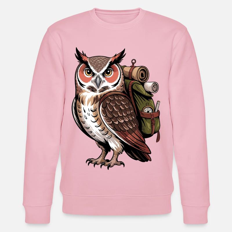 Hibou grand-duc avec sac à dos - Sweat bio CHANGER Stanley/Stella Unisexe - rose pâle