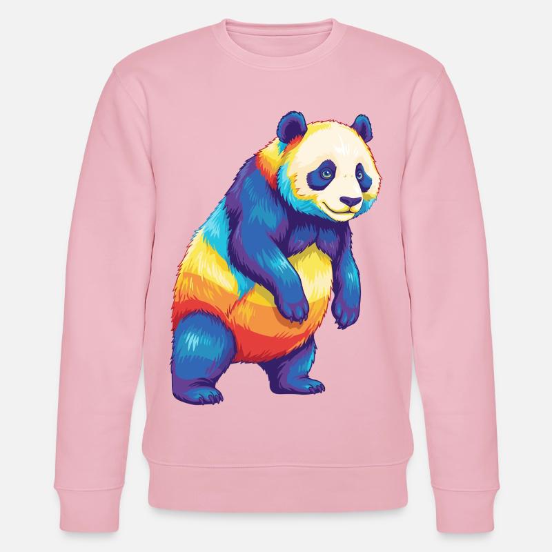Buntes Panda-Regenbogen-Pop-Art-Aquarell - Stanley/Stella Unisex Bio-Sweatshirt CHANGER  - Hellrosa