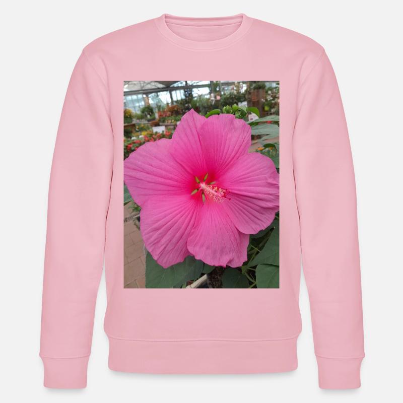 Hibiscus Rose Tropical Glow Textile - Stanley/Stella Unisex Bio-Sweatshirt CHANGER - Hellrosa
