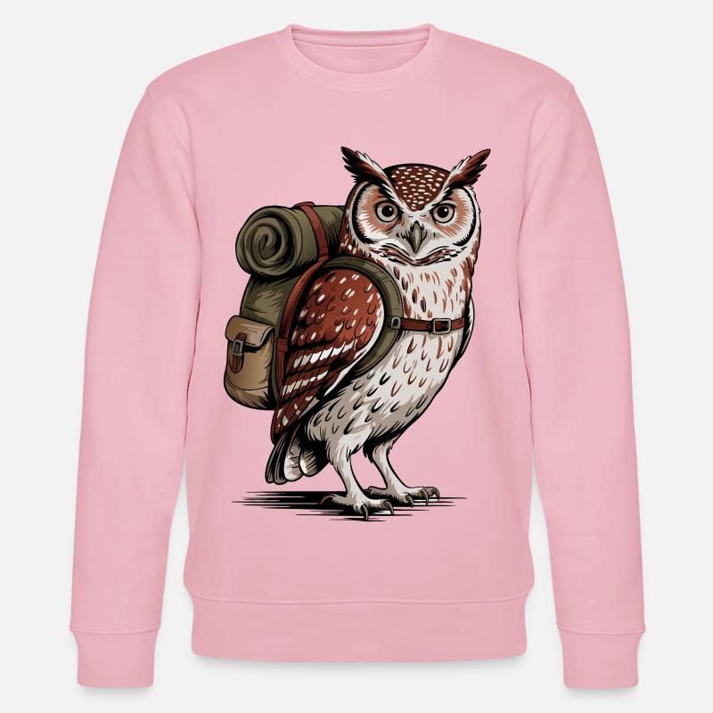 Forest owl with backpack - Stanley/Stella CHANGER Unisex Organic Sweatshirt - cotton pink