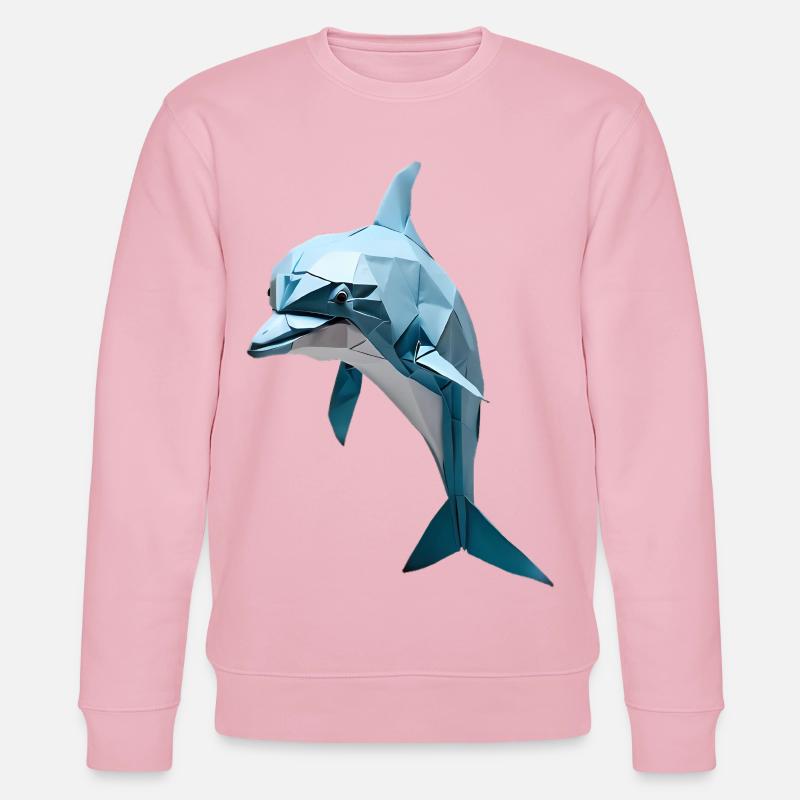 Blue Low-Poly Dolphin - Stanley/Stella CHANGER Unisex Organic Sweatshirt - cotton pink