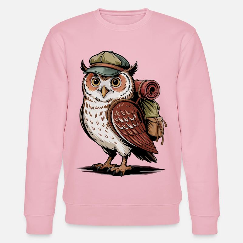 Waldwanderer Eule mit Rucksack - Stanley/Stella Unisex Bio-Sweatshirt CHANGER  - Hellrosa