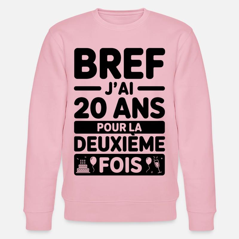 20 ans pour la deuxième fois - Sweat bio CHANGER Stanley/Stella Unisexe - rose pâle