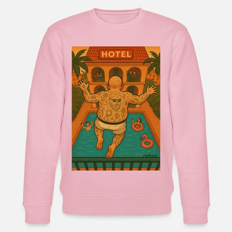 balkon urlauber springt am Pool - Stanley/Stella Unisex Bio-Sweatshirt CHANGER  - Hellrosa