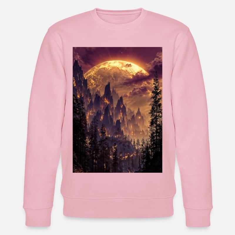Feuriger Gipfel in der Abenddämmerung - Stanley/Stella Unisex Bio-Sweatshirt CHANGER  - Hellrosa