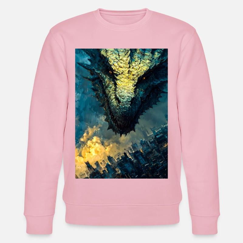 Dragon de tempête sur la ville - Sweat bio CHANGER Stanley/Stella Unisexe - rose pâle