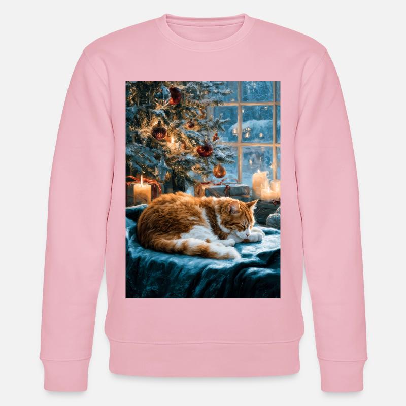 Gemütliches Weihnachts-Katzenschläfchen - Stanley/Stella Unisex Bio-Sweatshirt CHANGER  - Hellrosa