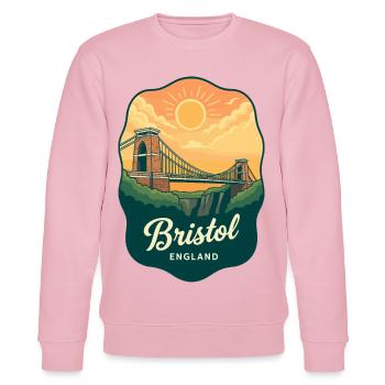 Bristol Clifton Bridge Vintage Sunset Abzeichen - Stanley/Stella Unisex Bio-Sweatshirt CHANGER  - Hellrosa - Vorne - Jaron (178cm) & Liana (172cm)