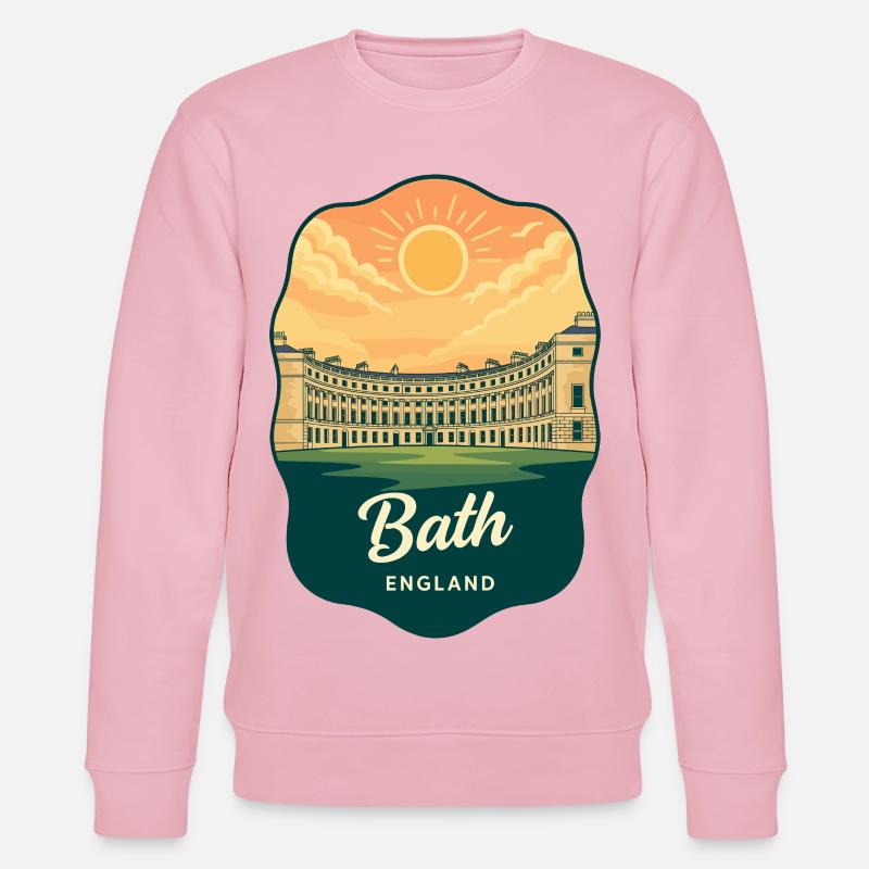 Bath Royal Crescent Retro Sunset Badge - Stanley/Stella CHANGER Unisex Organic Sweatshirt - cotton pink