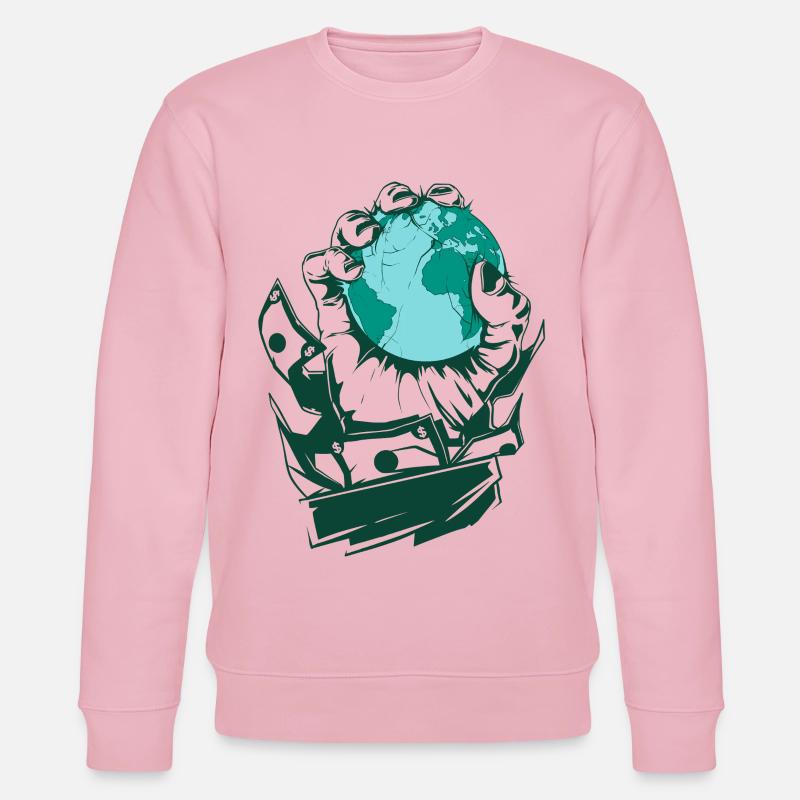 BasedWear - Main de la cupidité - Sweat bio CHANGER Stanley/Stella Unisexe - rose pâle
