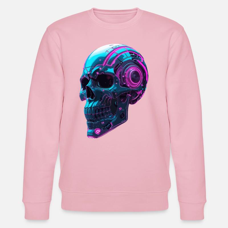Crâne Cyberpunk – Tête Techno Néon - Sweat bio CHANGER Stanley/Stella Unisexe - rose pâle