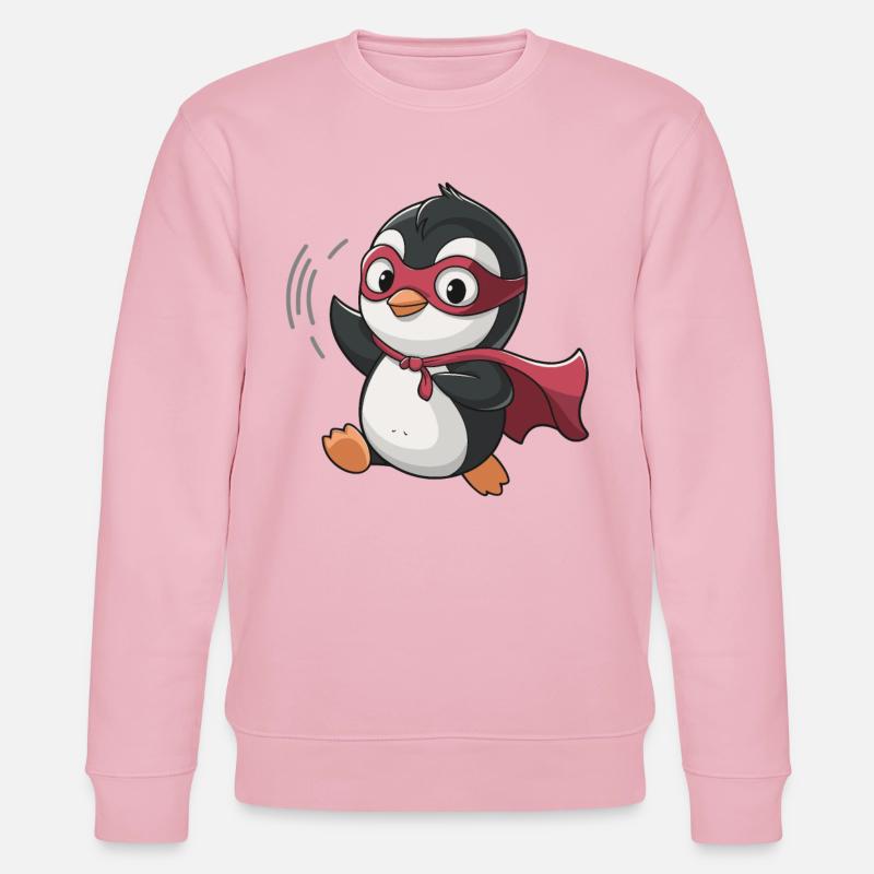 Niedlicher Superheld Pinguin Mit Cape - Stanley/Stella Unisex Bio-Sweatshirt CHANGER - Hellrosa
