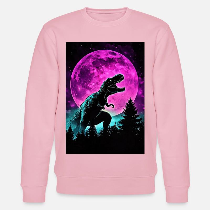 Nacht-T-Rex Neonmond Silhouette - Stanley/Stella Unisex Bio-Sweatshirt CHANGER  - Hellrosa