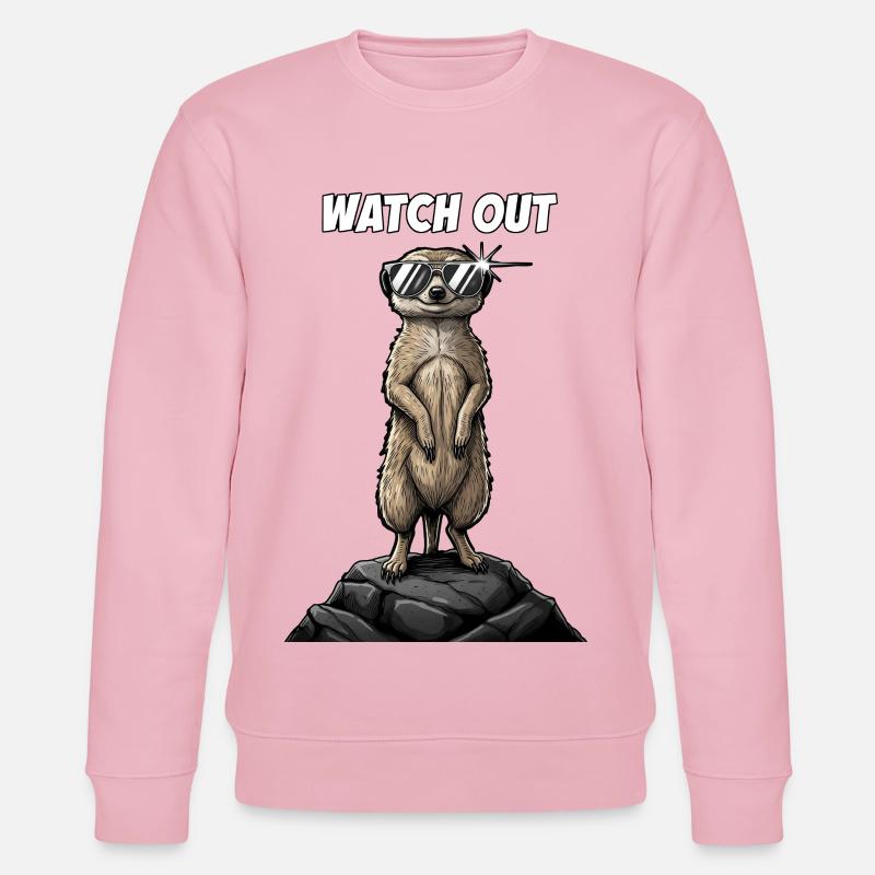 Coole Erdmännchen watch out Design - Stanley/Stella Unisex Bio-Sweatshirt CHANGER  - Hellrosa