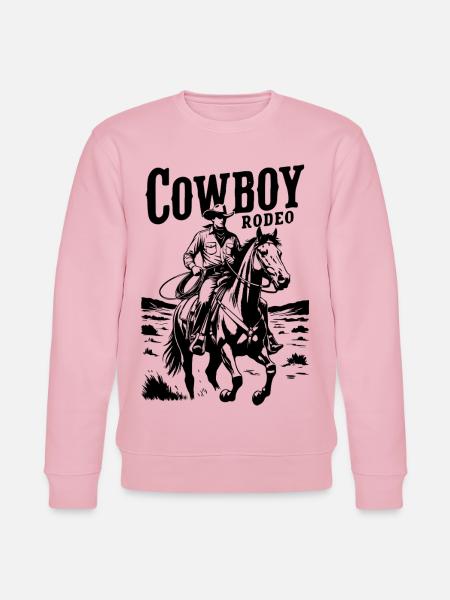 Rodeo Cowboy on Horse Silhouette - Stanley/Stella CHANGER Unisex Organic Sweatshirt - cotton pink