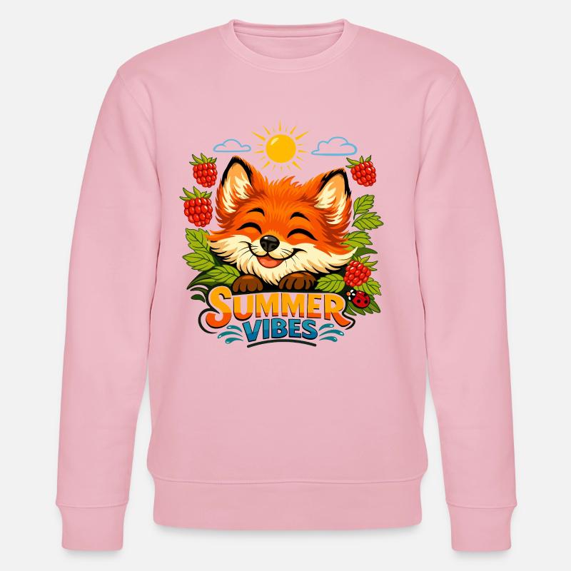 Imprimé d’été avec un renard - Sweat bio CHANGER Stanley/Stella Unisexe - rose pâle