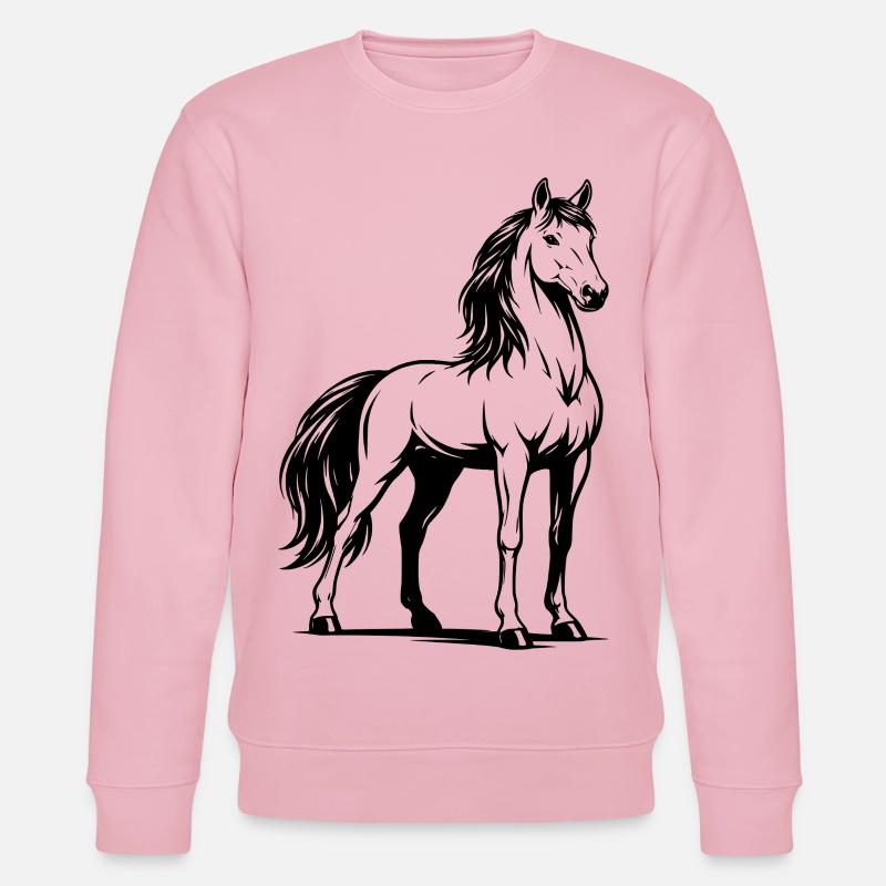 Pferd_stehend_Schwarz - Stanley/Stella Unisex Bio-Sweatshirt CHANGER  - Hellrosa
