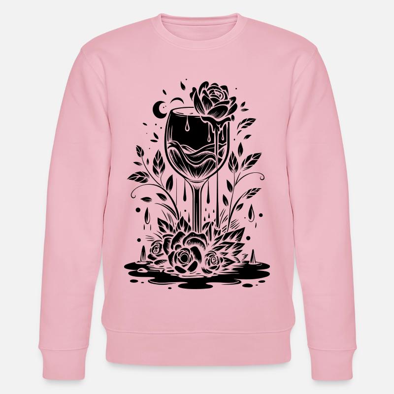 Vibrant Jungle Leaf Pattern T-Shirt - Stanley/Stella CHANGER Unisex Organic Sweatshirt - cotton pink