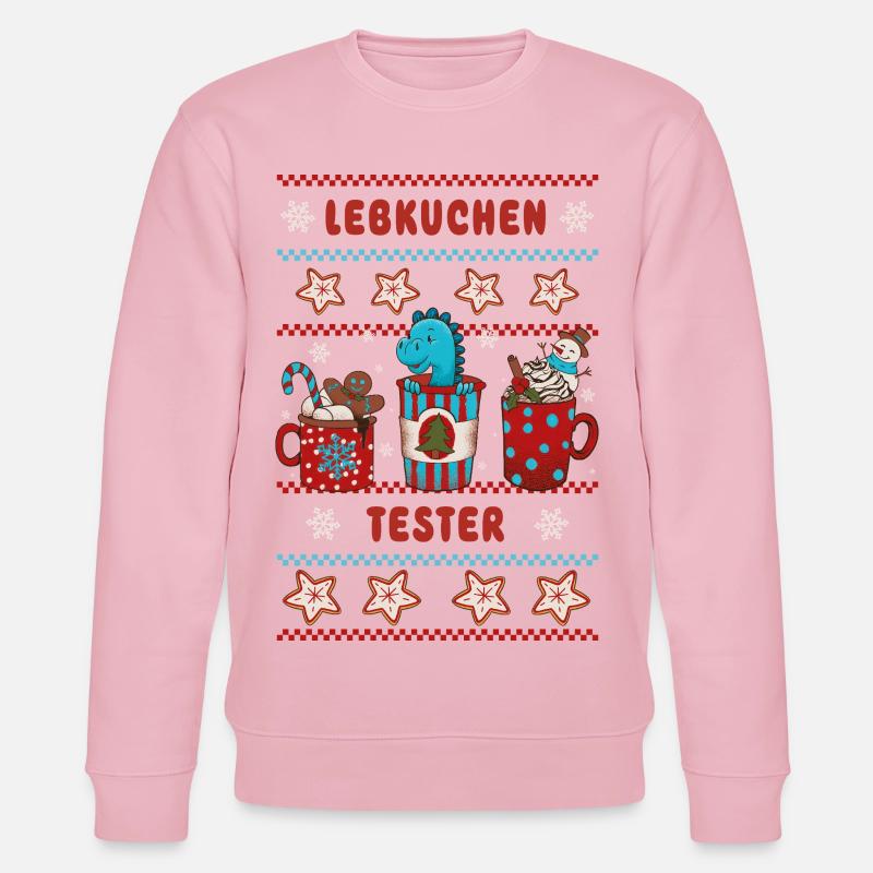 Christmas Gingerbread Tester with Dino Dinosaur - Stanley/Stella CHANGER Unisex Organic Sweatshirt - cotton pink