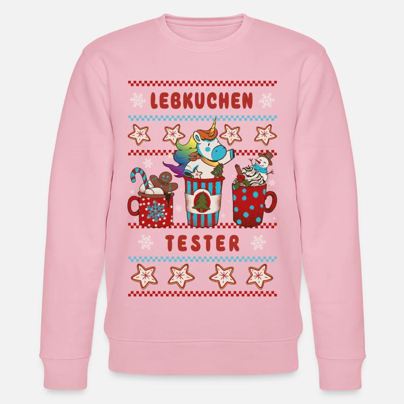 LEBKUCHEN TESTER Einhorn Weihnachten - Stanley/Stella Unisex Bio-Sweatshirt CHANGER  - Hellrosa