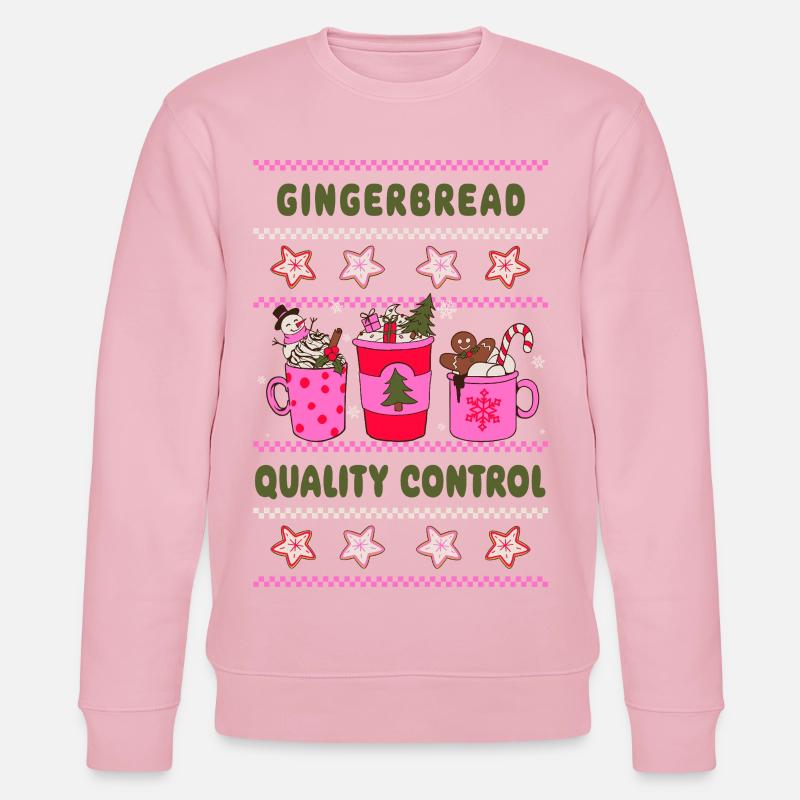 Gingerbread Quality Control - Pink Christmas - Stanley/Stella CHANGER Unisex Organic Sweatshirt - cotton pink