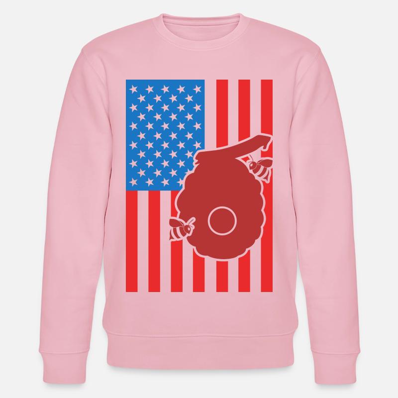 Apiculture Drapeau US - Sweat bio CHANGER Stanley/Stella Unisexe - rose pâle
