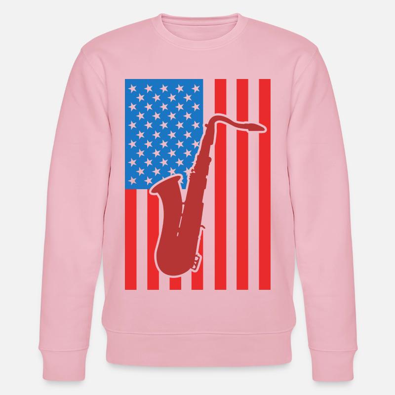 Saxophone États-Unis Drapeau - Sweat bio CHANGER Stanley/Stella Unisexe - rose pâle