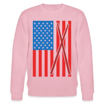Patriotischer US Drummer - Stanley/Stella Unisex Bio-Sweatshirt CHANGER  - Hellrosa - Vorne - Jaron (178cm) & Liana (172cm)