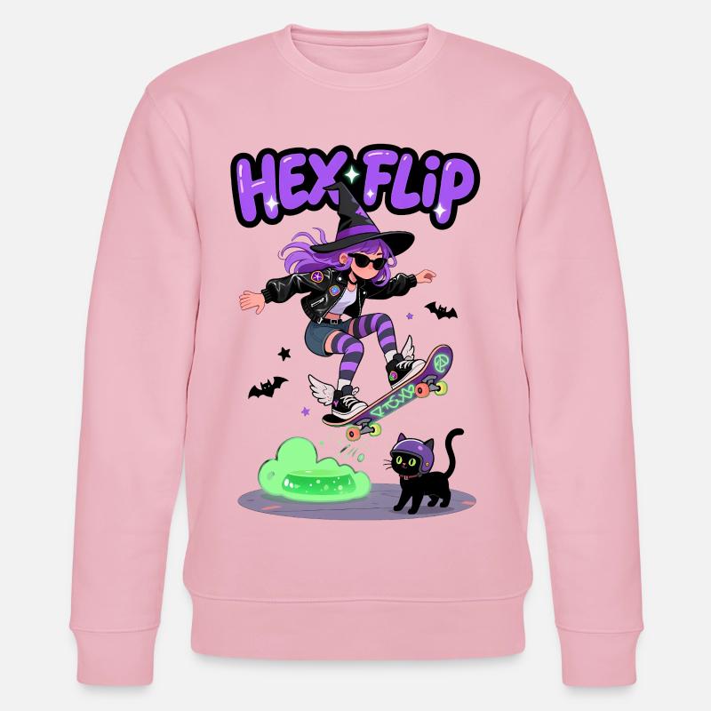 Hex Flip Witch Skateboard Design - Stanley/Stella CHANGER Unisex Organic Sweatshirt - cotton pink