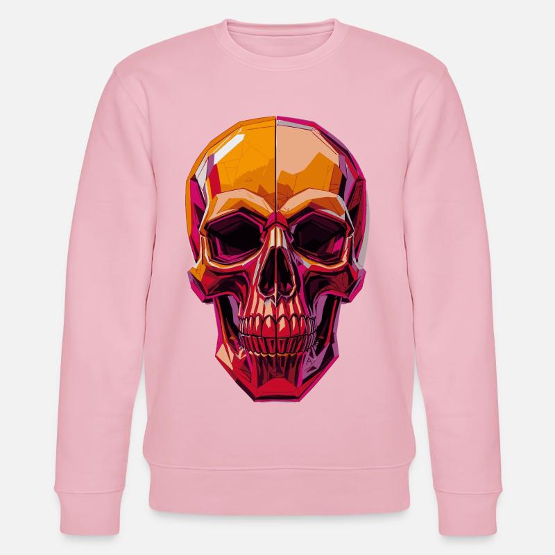 Polygon Skull – Geometrisches Schädelmotiv - Stanley/Stella Unisex Bio-Sweatshirt CHANGER  - Hellrosa