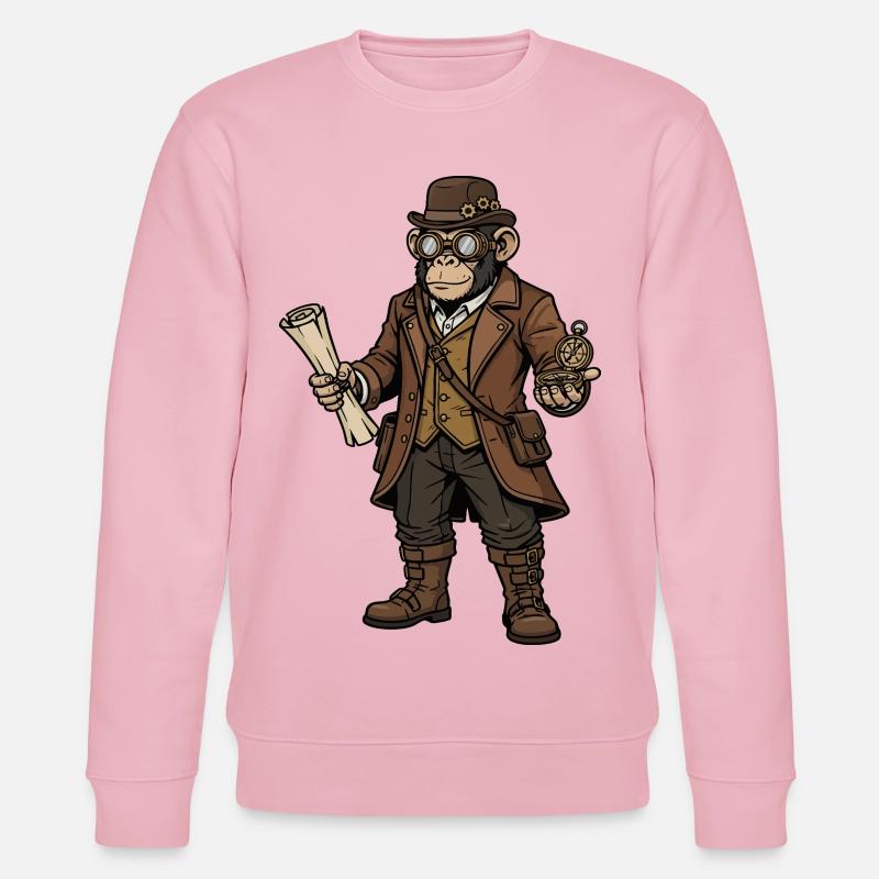 Singe Explorateur Steampunk Aventure Rétro - Sweat bio CHANGER Stanley/Stella Unisexe - rose pâle