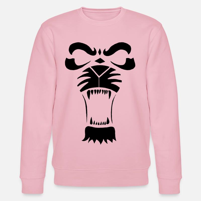 Raublöwe oder Tiger (Schwarz) - Stanley/Stella Unisex Bio-Sweatshirt CHANGER  - Hellrosa