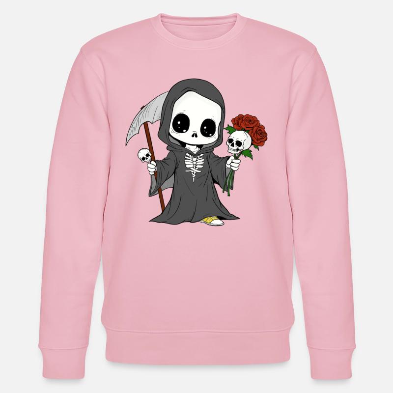 Sensenmann mit Rosen und Totenköpfen - Stanley/Stella Unisex Bio-Sweatshirt CHANGER  - Hellrosa