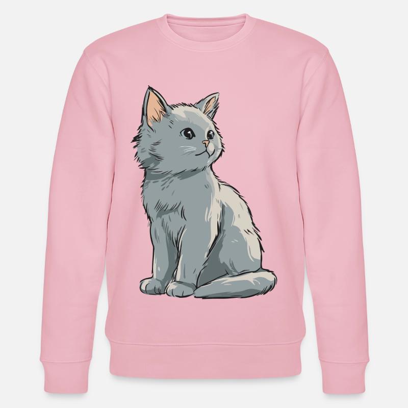 Graues Samtkätzchen Illustration - Stanley/Stella Unisex Bio-Sweatshirt CHANGER  - Hellrosa