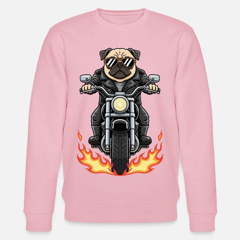 Cool Biker Pug Motorradflammen - Stanley/Stella Unisex Bio-Sweatshirt CHANGER  - Hellrosa