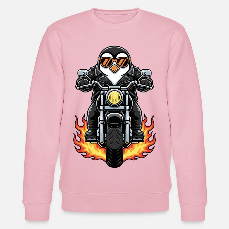 Cool Biker Penguin Motorcycle Flames - Sweat bio CHANGER Stanley/Stella Unisexe - rose pâle