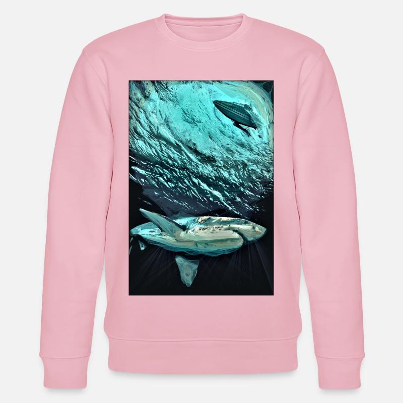 Turquoise Underwater Shark Dynamics - Stanley/Stella CHANGER Unisex Organic Sweatshirt - cotton pink