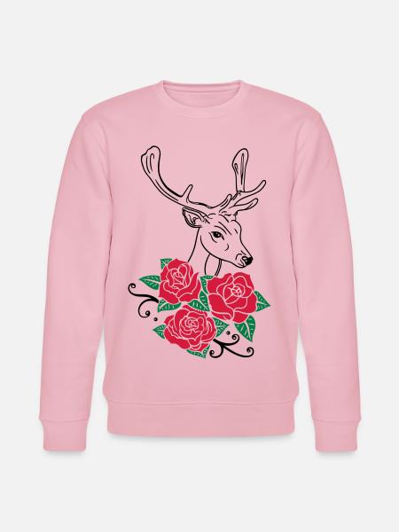 Deer Deer Antlers Roses October-Fest - Stanley/Stella CHANGER Unisex Organic Sweatshirt - cotton pink