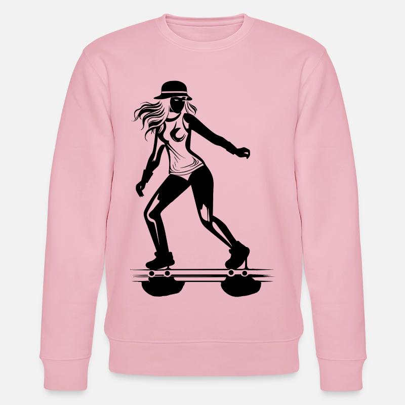 Rollschuh Mädchen - Stanley/Stella Unisex Bio-Sweatshirt CHANGER  - Hellrosa