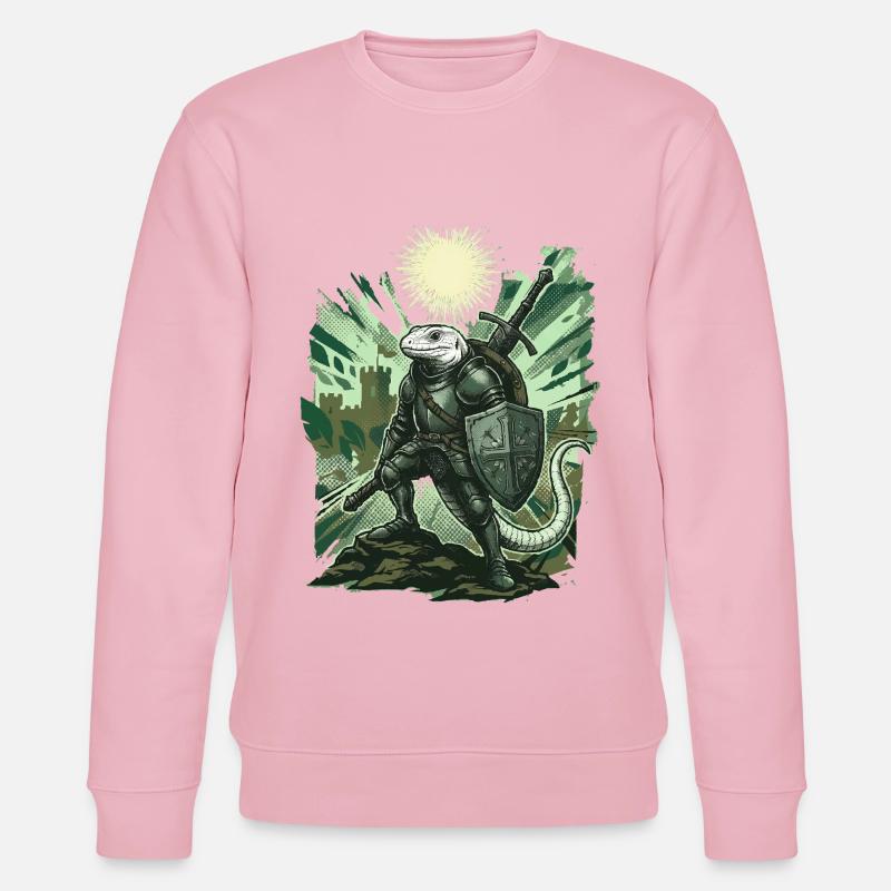 Medieval Knight Lizard in Sunlight - Stanley/Stella CHANGER Unisex Organic Sweatshirt - cotton pink