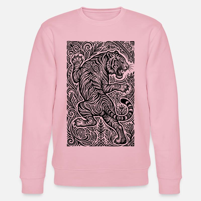 Tiger Ornament Pattern - Stanley/Stella CHANGER Unisex Organic Sweatshirt - cotton pink