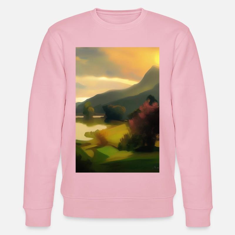 Landschaft mit See und Berge - Stanley/Stella Unisex Bio-Sweatshirt CHANGER  - Hellrosa